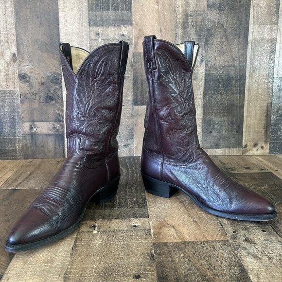 Dan Post 16773 Vintage Black Cherry Western Cowboy Boots Mens 12 D - Picture 4 of 12